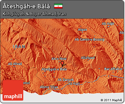 Political 3D Map of Āteshgāh-e Bālā