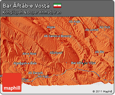 Political 3D Map of Bar Āftāb-e Vosţá