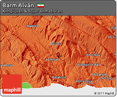 Political 3D Map of Barm Alvān