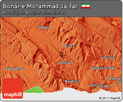 Political 3D Map of Bonār-e Moḩammad Ja`far