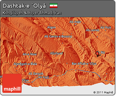 Political 3D Map of Dashtak-e `Olyā