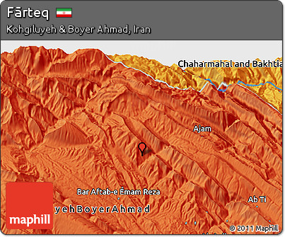 Political 3D Map of Fārteq