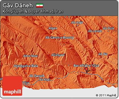 Political 3D Map of Gāv Dāneh