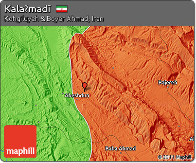 Political 3D Map of Kalaḩmadī