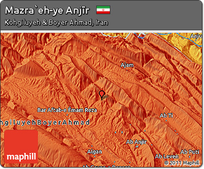 Political 3D Map of Mazra`eh-ye Anjīr