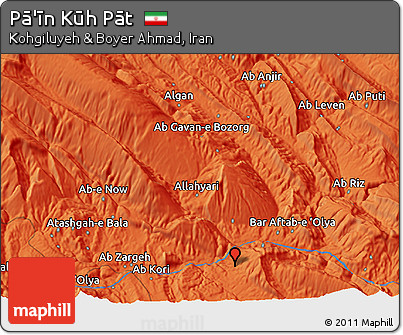 Political 3D Map of Pā'īn Kūh Pāt
