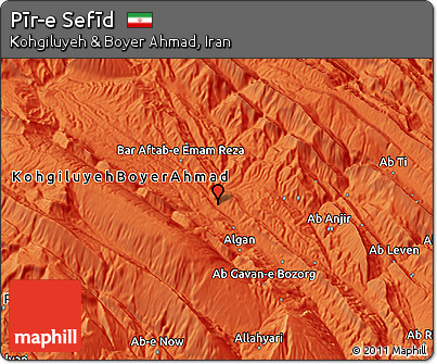 Political 3D Map of Pīr-e Sefīd