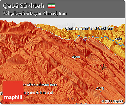Political 3D Map of Qabā Sūkhteh