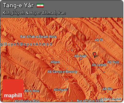 Political 3D Map of Tang-e Yār