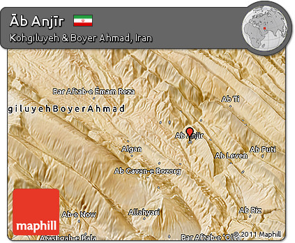 Satellite 3D Map of Āb Anjīr