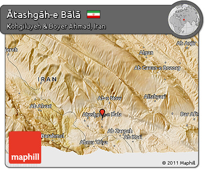 Satellite 3D Map of Ātashgāh-e Bālā