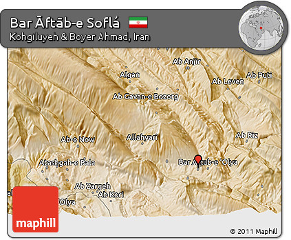 Satellite 3D Map of Bar Āftāb-e Soflá