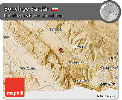 Satellite 3D Map of Boneh-ye Sardār