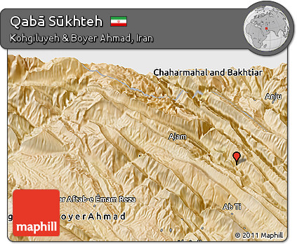 Satellite 3D Map of Qabā Sūkhteh