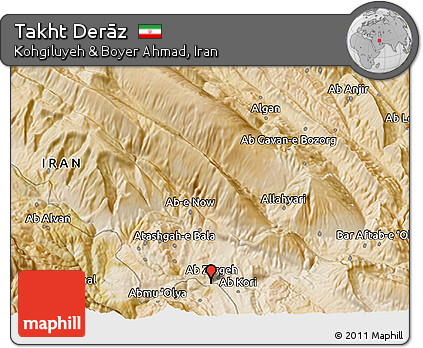 Satellite 3D Map of Takht Derāz