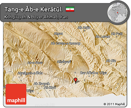 Satellite 3D Map of Tang-e Āb-e Kerātūl