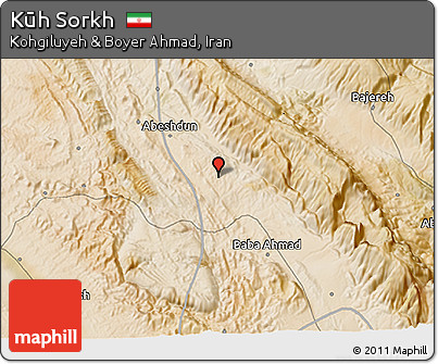 Satellite 3D Map of Kūh Sorkh