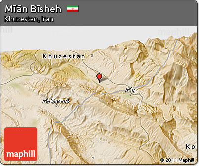 Satellite 3D Map of Mīān Bīsheh