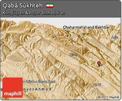 Satellite 3D Map of Qabā Sūkhteh