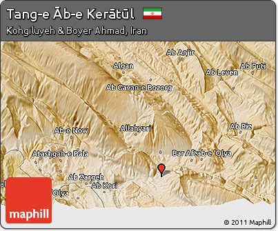 Satellite 3D Map of Tang-e Āb-e Kerātūl