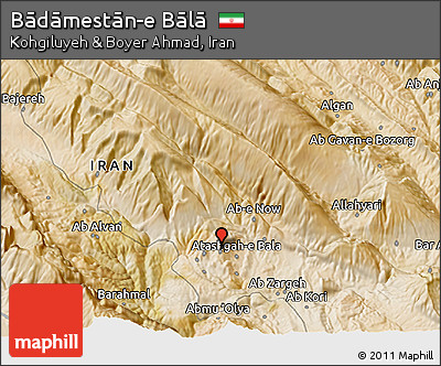 Satellite 3D Map of Bādāmestān-e Bālā