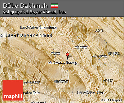 Satellite 3D Map of Dūl-e Dakhmeh