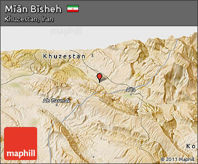Satellite 3D Map of Mīān Bīsheh
