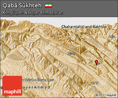 Satellite 3D Map of Qabā Sūkhteh