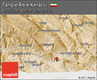 Satellite 3D Map of Tang-e Āb-e Kerātūl