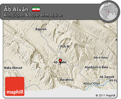 Shaded Relief 3D Map of Āb Alvān