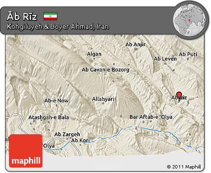 Shaded Relief 3D Map of Āb Rīz