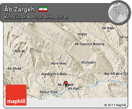 Shaded Relief 3D Map of Āb Zargeh