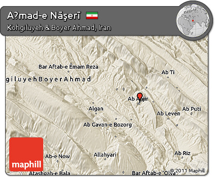Shaded Relief 3D Map of Aḩmad-e Nāşerī