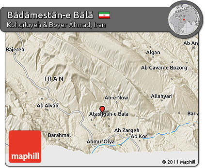 Shaded Relief 3D Map of Bādāmestān-e Bālā