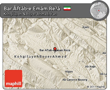 Shaded Relief 3D Map of Bar Āftāb-e Emām Reẕā