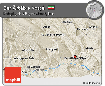 Shaded Relief 3D Map of Bar Āftāb-e Vosţá