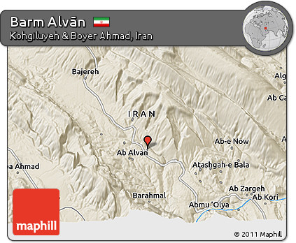 Shaded Relief 3D Map of Barm Alvān