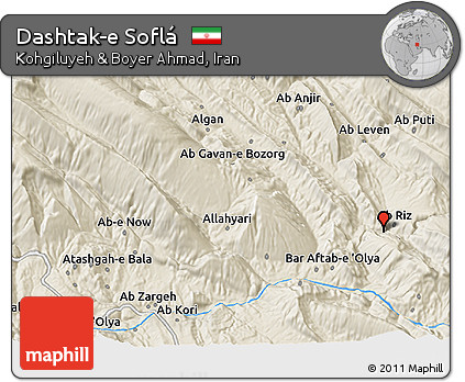 Shaded Relief 3D Map of Dashtak-e Soflá