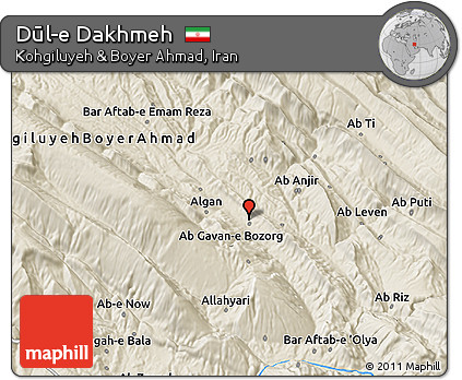 Shaded Relief 3D Map of Dūl-e Dakhmeh