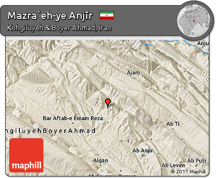 Shaded Relief 3D Map of Mazra`eh-ye Anjīr