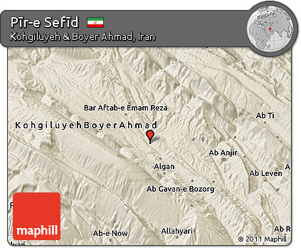 Shaded Relief 3D Map of Pīr-e Sefīd