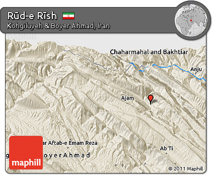 Shaded Relief 3D Map of Rūd-e Rīsh
