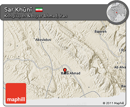 Shaded Relief 3D Map of Sar Khūnī