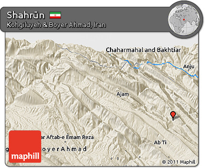 Shaded Relief 3D Map of Shahrūn