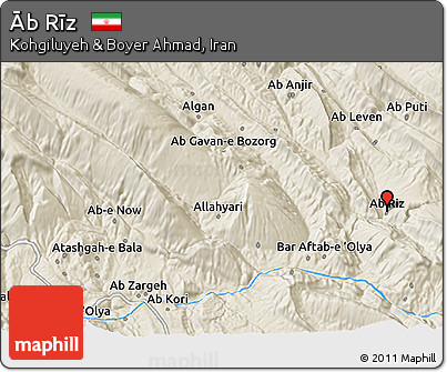 Shaded Relief 3D Map of Āb Rīz