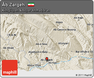 Shaded Relief 3D Map of Āb Zargeh