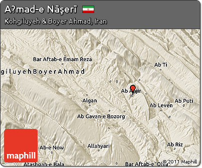 Shaded Relief 3D Map of Aḩmad-e Nāşerī