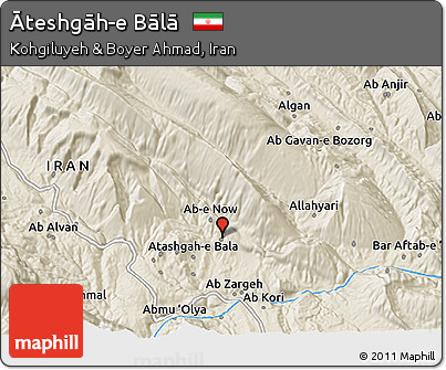 Shaded Relief 3D Map of Āteshgāh-e Bālā