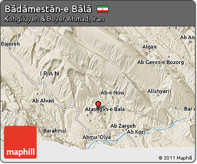 Shaded Relief 3D Map of Bādāmestān-e Bālā