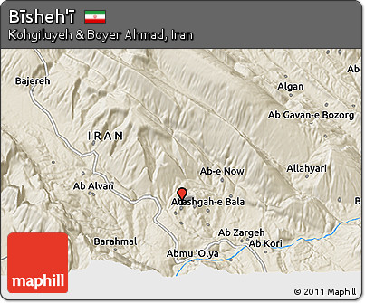 Shaded Relief 3D Map of Bīsheh'ī